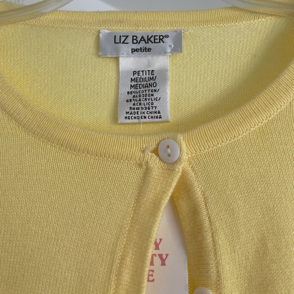 1 white petite L INC brand sweater and 1 yellow petite M Liz Baker Sweater - Picture 9 of 9